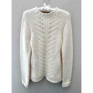 BODEN | Cream Acrylic Wool Alpaca Blend Chunky Cable Knit Sweater | Medium